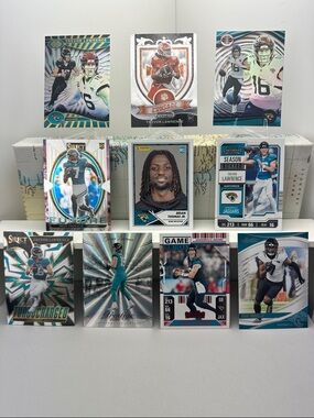 Trevor Lawrence Rookie card w/ 2 Brian Thomas Jr. Rookie cards Jaguars lot of 10